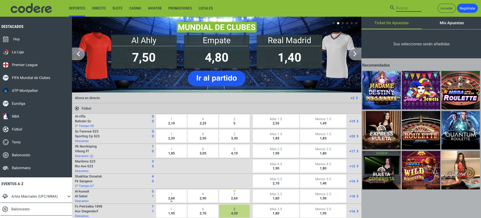 Codere plataforma y app