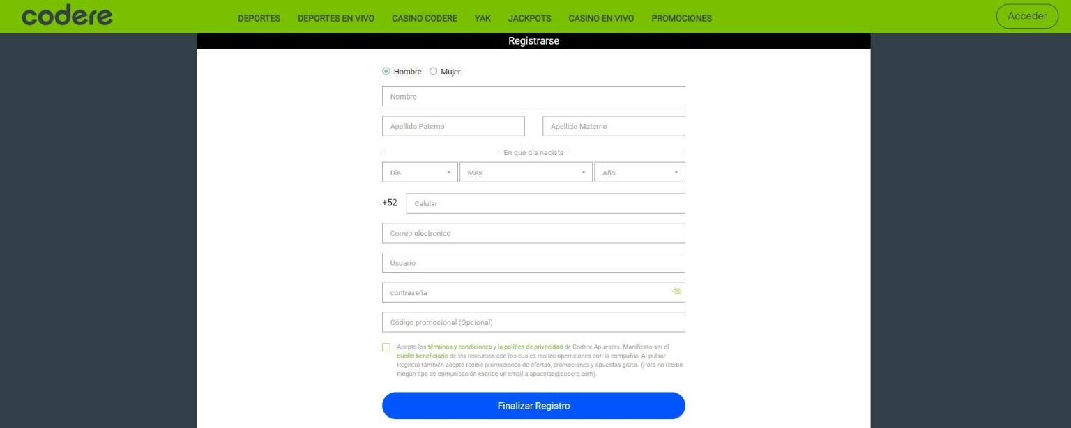 Codere México registro