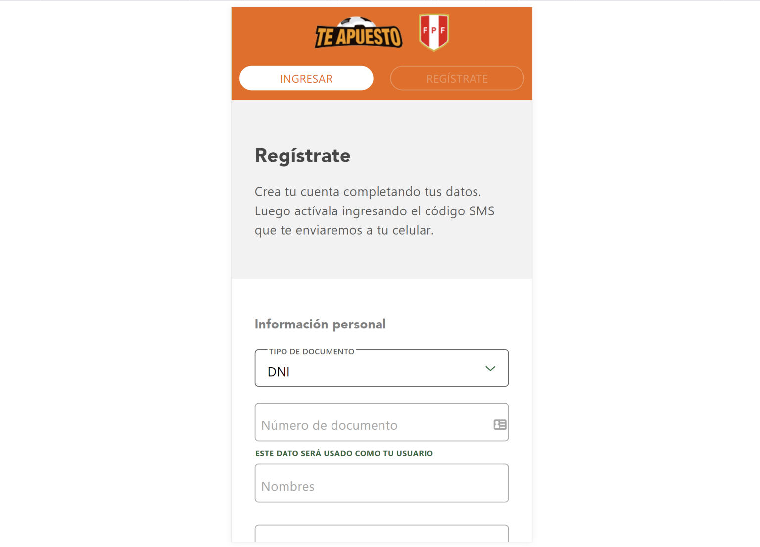 Te Apuesto - Registro