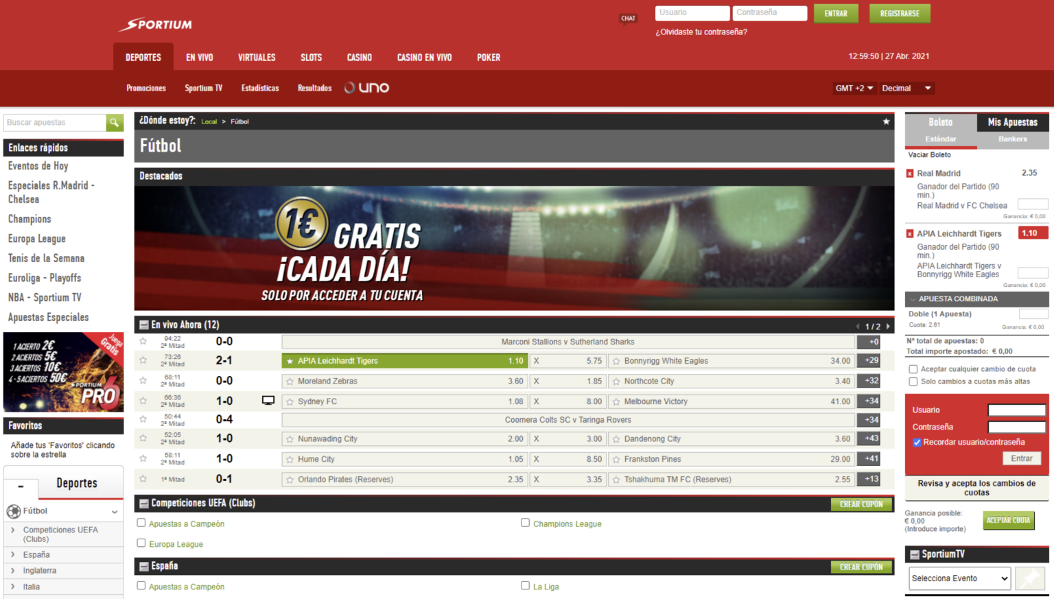 Sportium apuestas