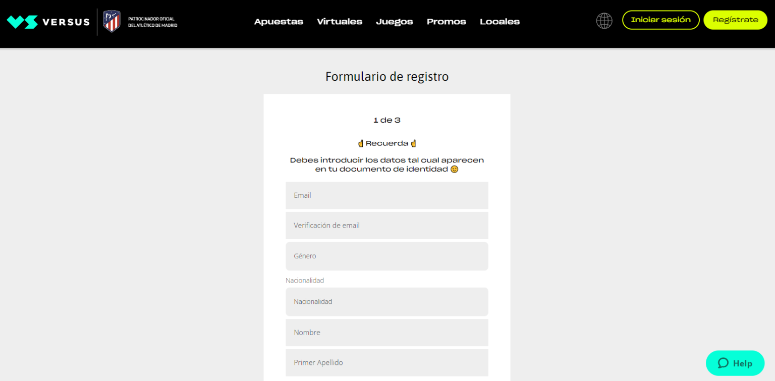 como registrarse en Versus