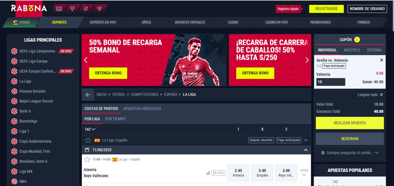 Rabona - Como apostar