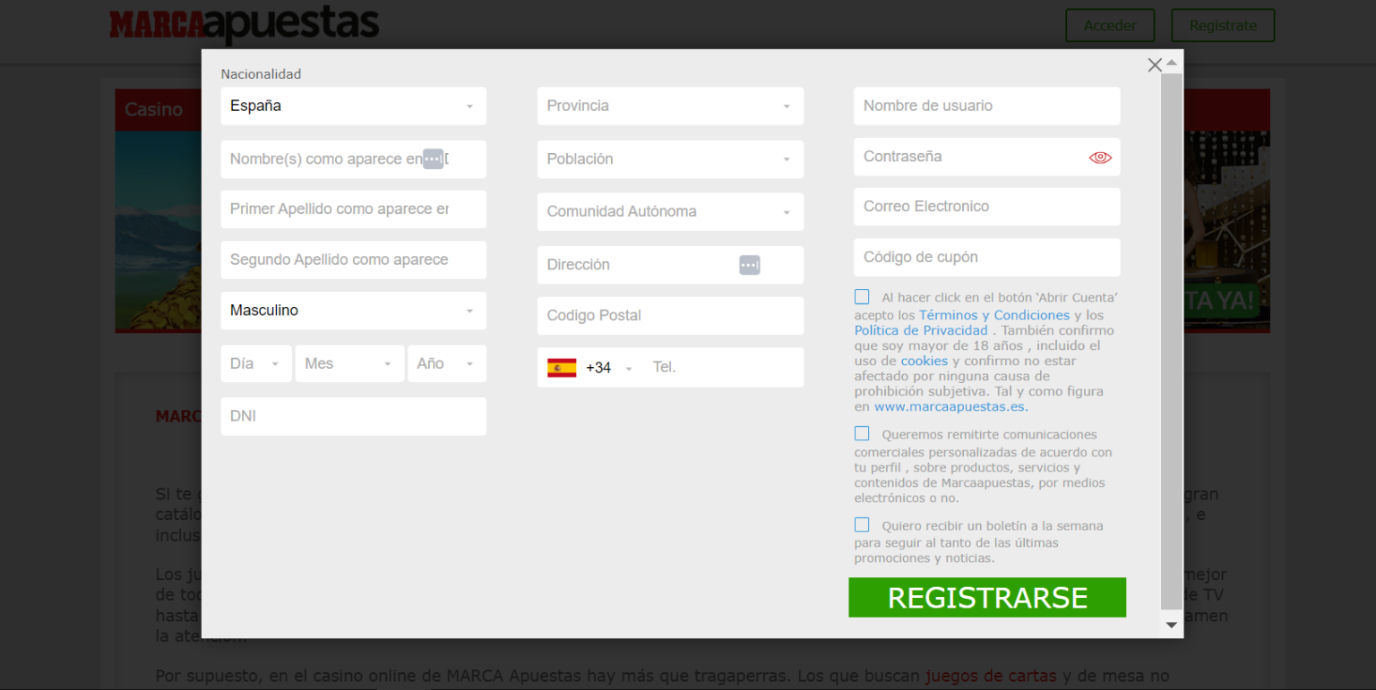 Registro en Marca Apuestas